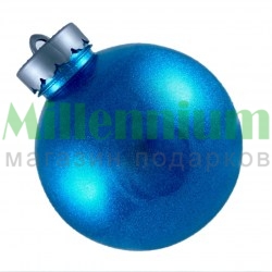Ёлочный шар15 см Голубой блестящий  МДМ